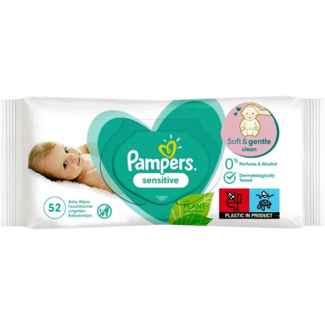 Drėgnos servetėlės Pampers Sensitive, 52vnt.