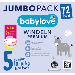 Babylove 5 (10-16kg) Premium 72vnt.
