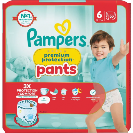 Pampers Premium Protection 6 (13-19kg) Pants 27vnt.